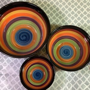 Philippe Richard RONDO colorful ceramic salad, serving bowls set of 3